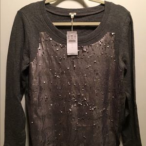 J.Crew Grey Sequined sweater / sweatshirt sz M New