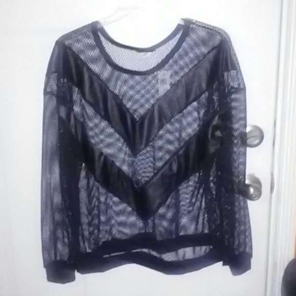 Black Mesh & Spandex Shirt
