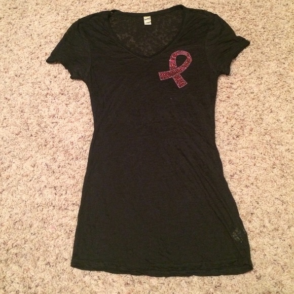 Black bling Breast cancer sign shirt - Large