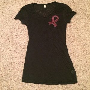 Black bling Breast cancer sign shirt - Large