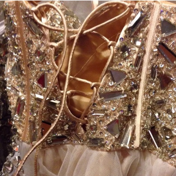 NWT 7/8 corset short nude iridescent Prom Dress - Picture 2 of 4