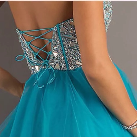 NWT 7/8 corset short nude iridescent Prom Dress - Picture 3 of 4