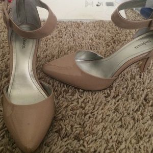 Nude ankle strapped high heels