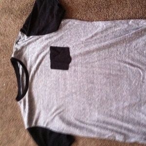 A black and grey tshirt