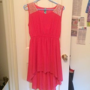 Salmon pink high low dress