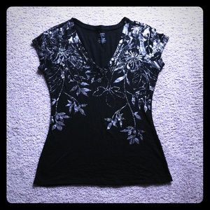 Express black top with silver shiny detail