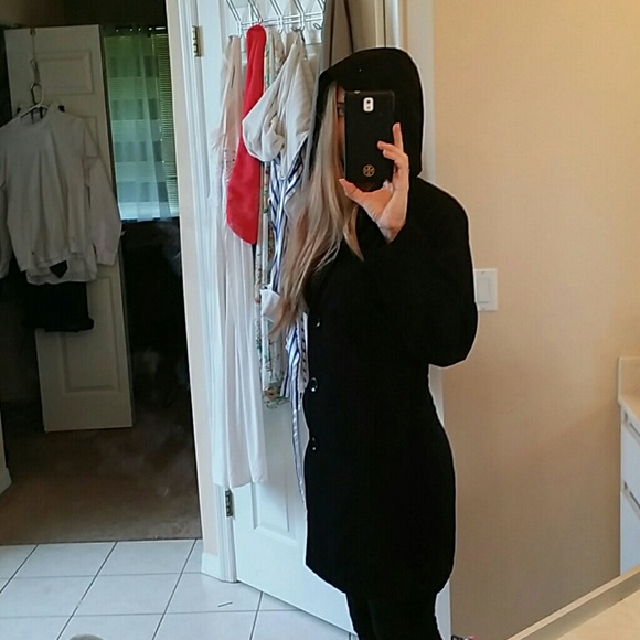 Relativity rain peacoat with detachable hood