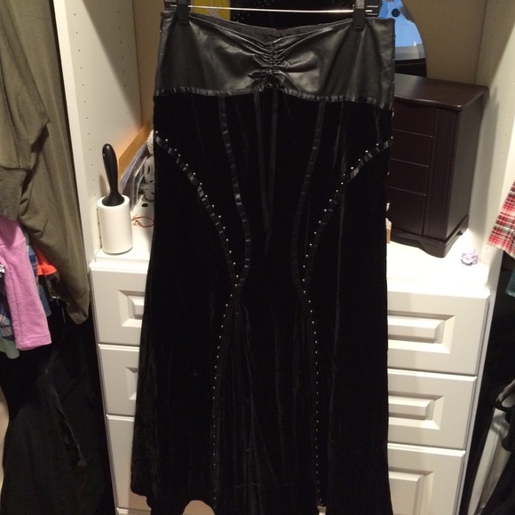 bebe Skirts Bebe Slinky Goth Long Skirt Velvet Poshmark