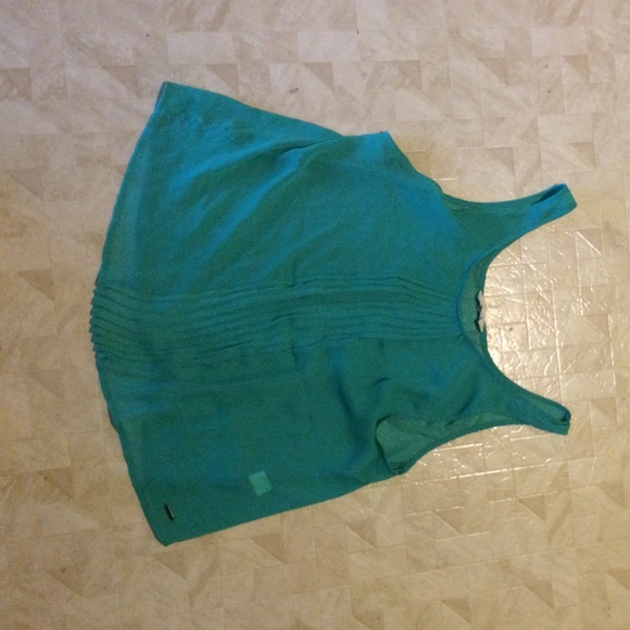 coral green hollister blouse