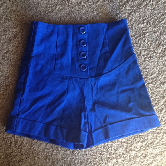 Blue High Waisted Shorts
