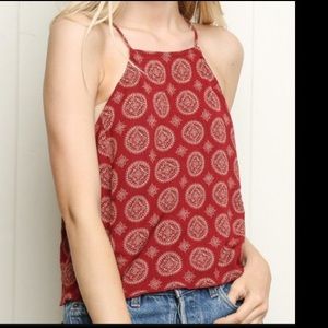 Red design halter top