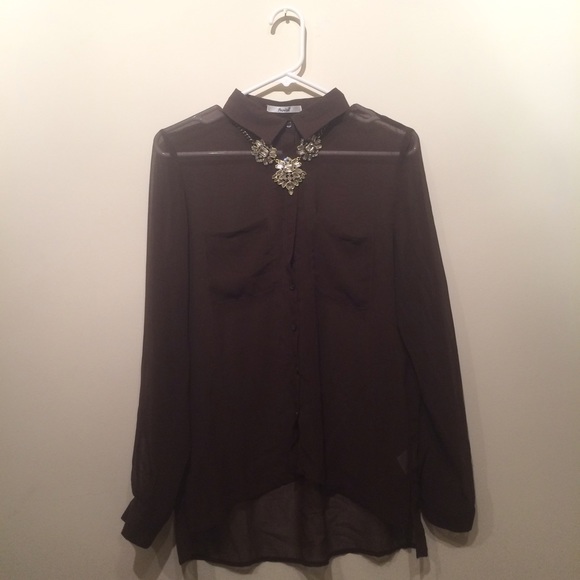 Chocolate brown sheer shirt
