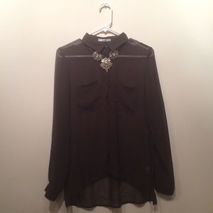 Chocolate brown sheer shirt
