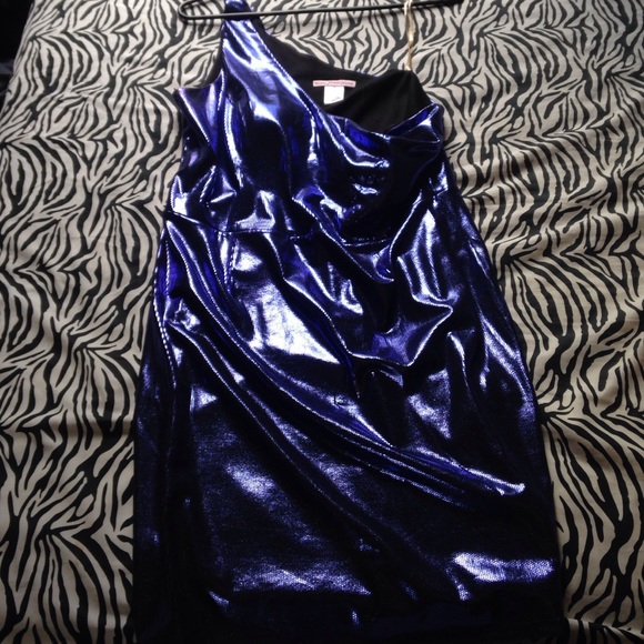 Blue sequence party dress.