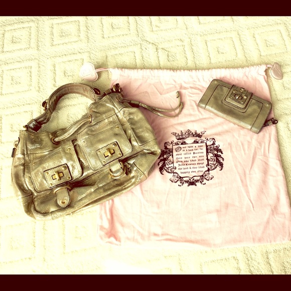 Leather Juicy Couture Gold Purse and Wallet
