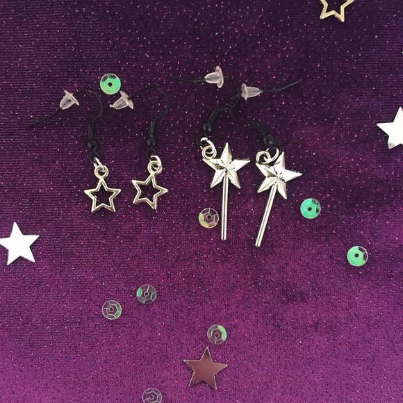 Star and Fairy Wand Earring Set