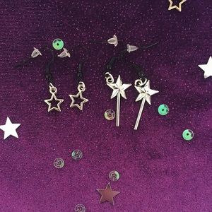 Star and Fairy Wand Earring Set
