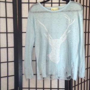Wildfox distressed lightly knitted sweater