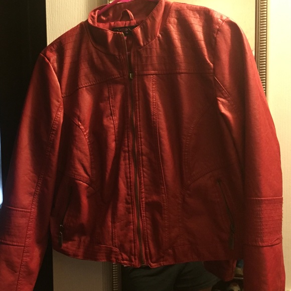 Red leather jacket! Size large