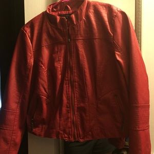 Red leather jacket! Size large