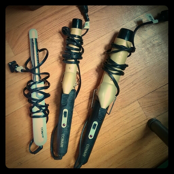 3 different sizes conair curling irons