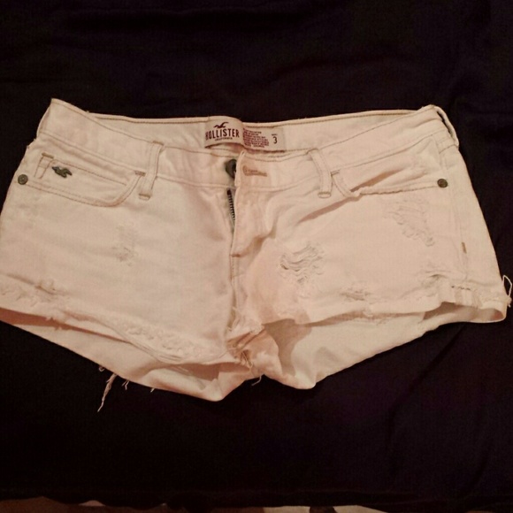 Destroyed White Hollister Jean Shorts