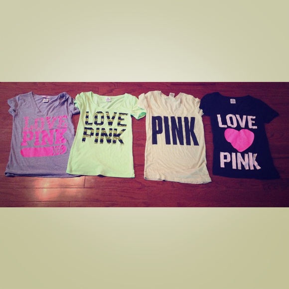 Bundle: 4 Vs PINK tee shirts and 1 sweatshirt