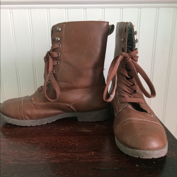 Brown combat boots