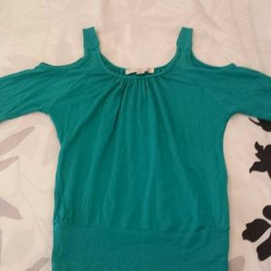 Teal Boston Proper cut-out shoulder top