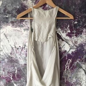 BB Dakota White/Silver Open Back Silk Tank Top