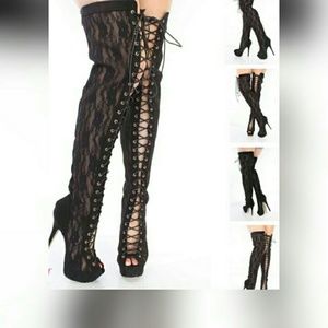 Lace Boots..colors...red..black..pink..white..gold