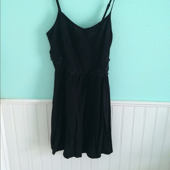 Black skater dress with lace sides