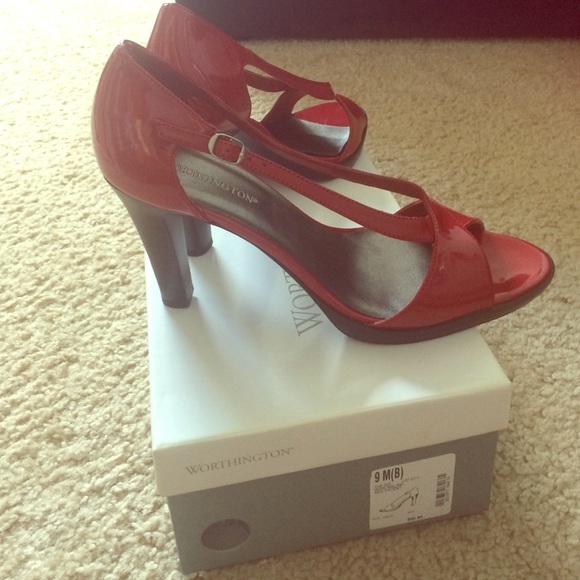 Red patent leather heel