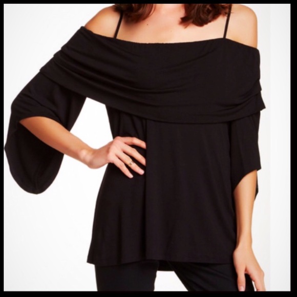 ❌SOLD❌❗1-HOUR SALE❗Black Tunic Cold Shoulders - Picture 5 of 6