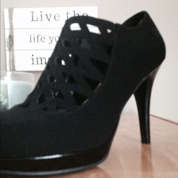 Impo Black faux suede and patent bootie