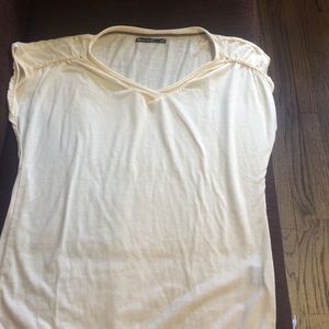 Small ivory side detailed braided T-shirt