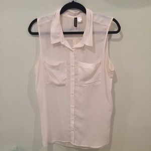 Sleeveless Button Down Blouse