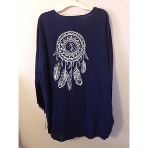 navy kimono with dream catcher design