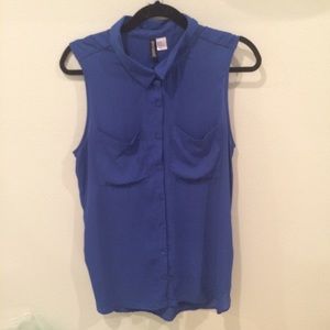 Sleeveless Button Down Blouse