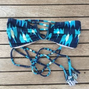 ACACIA SWIMWEAR OG blue strapless top size medium