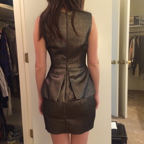 Metallic Peplum Party Dress - Picture 2 of 2