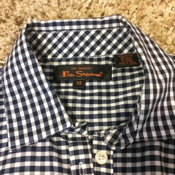 Ben Sherman Gingham Blue Dress Shirtdress - Picture 3 of 4
