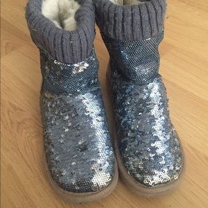 Victoria's Secret Pink silver sequin ankle boots