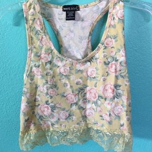 lace floral crop top
