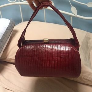 Vintage red croc style handbag