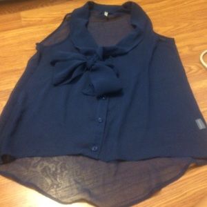 Navy Blue Sheer Top