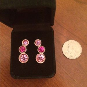 Pink Crystal clip on earrings