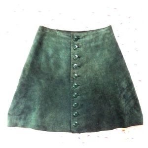 Vintage genuine leather A-line button front skirt