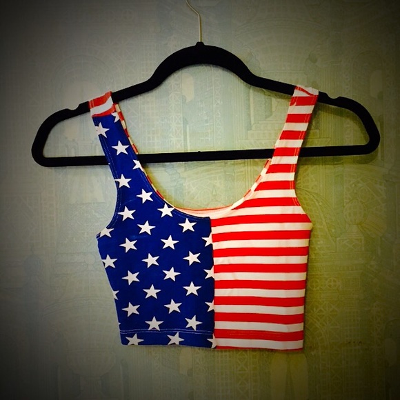 American Apparel American flag crop tank