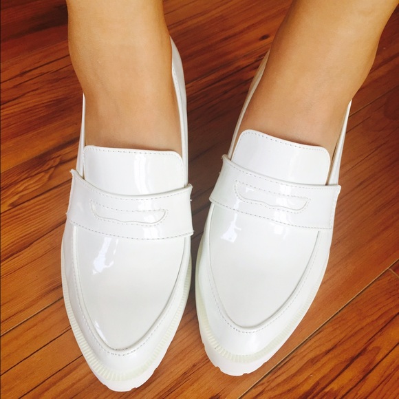 White Leather Loafer Heels